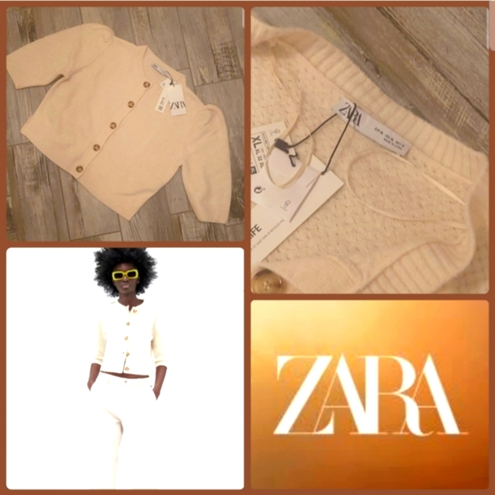 NWT Zara Waist-Length Knit Cardigan